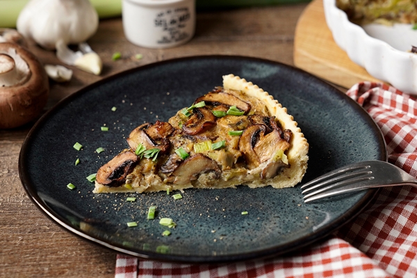 Champignon-Porree-Quiche, vegan
